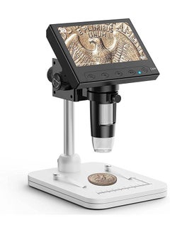 Buy Microscope, LCD Digital Coin Microscope 1000x, Coin Magnifier with 8 Adjustable LED Lights, PC View Compatible with Windows, EDM4, 4.3 Inch in UAE