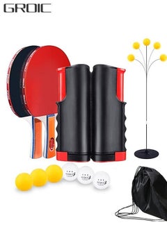 Buy Ping Pong Paddle Set, Portable Table Tennis Set with Retractable Net, 2 Rackets, 6 Balls, Elastic Soft Shaft Equipment and Carry Bag for Children Adult Indoor/Outdoor Games in Saudi Arabia