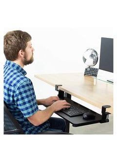 Buy Small Keyboard Tray Under Desk Pull Out with Extra Sturdy C Clamp Mount System 65x25cm in Saudi Arabia