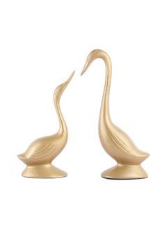 اشتري VOIDROP Gold Metal Love Birds Swan Set Pair of Swan Duck Home Decor Showpiece Love Birds Decorative Figurines Standard Size Gold في الامارات