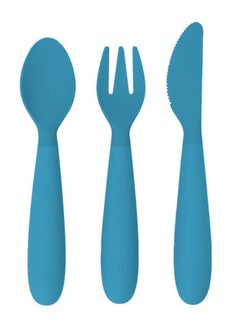 Buy Happy Utensils - 100% Bpa Free Fork, Spoon & Knife For Toddlers + Preschoolers + Self-Feeding- 24 Months+ - Blue in UAE