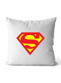 Buy Square pillow with "Superman logo" print, white, size 40x40 cm in Saudi Arabia