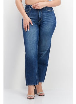 اشتري Women Mom Fit High Waist Washed Non-Stretchable Denim, Blue في السعودية