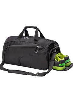 اشتري Gym Bag for Men Women, Sports Travel Duffel Bag With Shoe Compartment & Wet Pocket, Carry On Bag Weekender Overnight Bag, Water Resistant Sports Gym Tote Bags Swimming Yoga, Black في الامارات