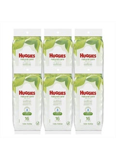 Buy Huggies Natural Care Fragrance Free Baby Wipes 16 Count (6 Pack) in UAE