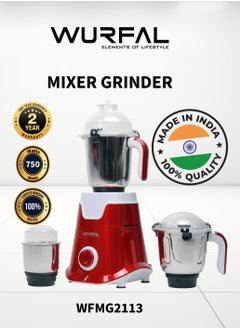 Buy WURFAL 3-In-1 Mixer Grinder 750 w With Unbreakable ABS Body And Stainless Steel Jars in Saudi Arabia