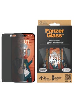 اشتري PanzerGlass™ Privacy Screen Protector for iPhone 15 Plus - Ultra-Wide Fit and scratch-resistant tempered glass iPhone screen and privacy protector - with mounting aid for easy installation في الامارات