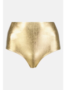 اشتري Women Textured Pull On Bikini Bottom, Gold في الامارات