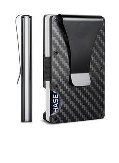 Buy Carbon Fiber Wallet, Front Pocket Wallets for Men, Mini Credit Card Holder with Metal Money Clip, RFID Blocking Slim Wallet, Minimalist Futuristic Design, Store Various Cards Such As Bank, Ideal Gift in UAE