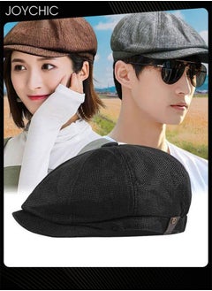 اشتري Fashion Autumn Winter Cotton Breathable Beret Cap Sun Protection Comfort  Adjustable Cowboy Cap for Men Women Black في الامارات