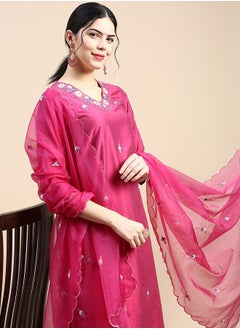 اشتري All Over Embroidered Kurta & Pocket Detail Pant with Dupatta Set في السعودية