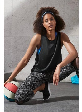 Buy Women Sportswear Fit Sleeveless Jersey Top, Black in UAE