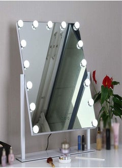 اشتري Padom Lighted Vanity Mirror - Hollywood Style Makeup Vanity Mirror with Lights and Touch button,3 Color Model, Cosmetic Mirror with 9,12,15,18 pcs Dimmable Bulbs for Dressing Table (15 bulbs) في الامارات