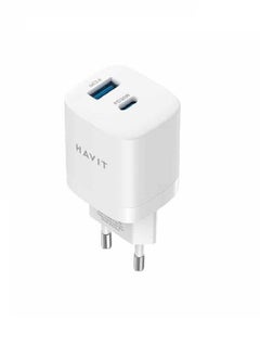 Buy Wall Charger 33W Dual  Ports( PD 33W,USB-A 30W) Supprot (PPS/PD3.0),EU White in Egypt