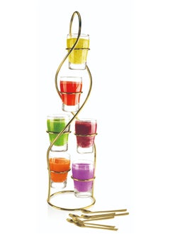 Buy Tower 13pcs Glass Dessert Set with Gold Stand in UAE