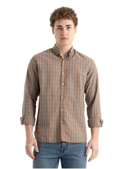 Buy Shirt Men's, Stylish, Oxford Cotton ,Dark Beige, Multicolor in Egypt