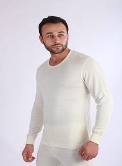 Buy Jet Men Underwear Wool Round Neck And Long Sleeves - Beige in Egypt