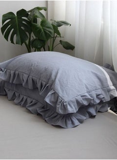 Buy 2 pieces Set Premium Soft Quality Pillow Covers Coint Grey Color in UAE