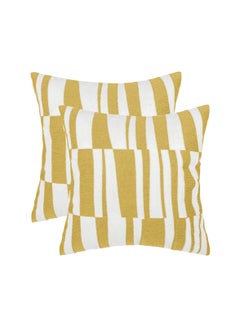 Buy 2 Piece Embroidered Cushion Cover (45X45cm) Without filler Yellow in Saudi Arabia
