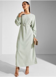 Buy Belted Boat Neck Dress in Saudi Arabia