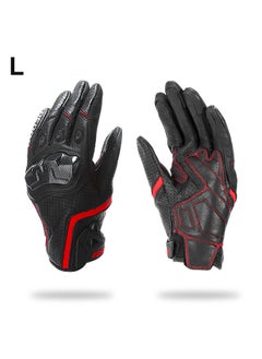 اشتري Motorcycle Gloves for Men Women Touchscreen Motocross Dirt Bike Riding Gloves All Finger with Carbon Fiber Protective Hard Knuckles Red Size L في الامارات