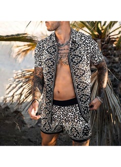 Buy Men's Shirt Casual Loose Shorts Beach Suit in Saudi Arabia