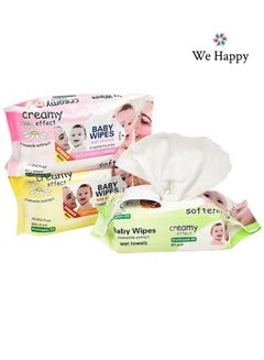 Buy Pack of 3 Baby Wipes Soft and Gentle Cleansing Wet Towels Perfect for Sensitive Skin 80 Pcs each in UAE