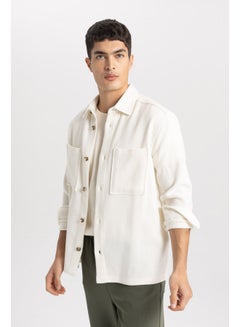 Buy Man Regular Fit Polo Neck Woven Long Sleeve Shirt in Egypt