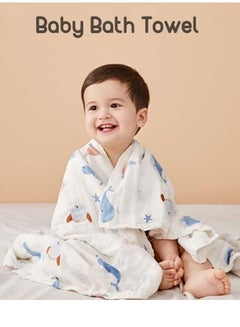 Buy Baby Bath Towel 100% Cotton Gauze Towel Skin-Friendly and Comfortable 95x95 cm in UAE