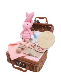 Buy Baby Gift Basket, Wooden Rattle Bath Towel, Baby Gift Set, Funny Bibs, Convenient Greeting Card () in UAE