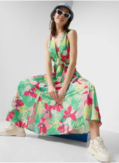 Buy V-Neck Floral Printed Dress in Saudi Arabia