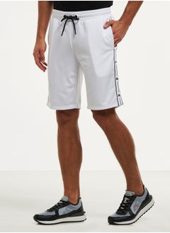 Buy Kappa Tape Detail Shorts with Drawstring Closure and Pockets in Saudi Arabia