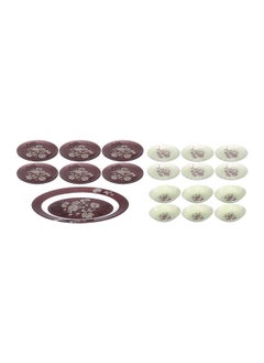 Buy Tamako Floral Dinnerware Set 19 Pieces - Pistachio And Brown in Egypt