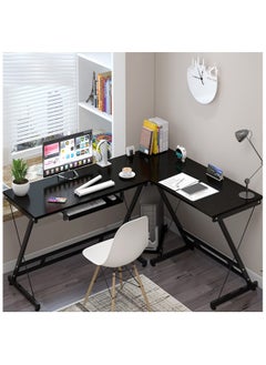 Buy L Shaped Gaming Desk, PC Gaming Desk, Corner Desk Table for Home Office Sturdy Writing Workstation(Black) in UAE