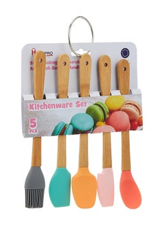 اشتري Home Pro Silicone Baking Spatula With Elegant Wooden Handle Set - Multicolor Kitchen Utensils For Precise And Delicate Baking Ideal For Culinary Masterpieces في الامارات