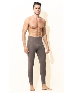 اشتري Men's Solid Color Tights Leggings Underwear Pants Long Johns Bottoms Wintergear  Warm Base Layer Bottoms Brown في الامارات