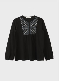 اشتري Crew Neck Embroidered Long Sleeve Women's Blouse في مصر