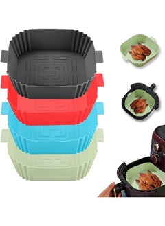 Buy Silicone Air Fryer Liner,4 Pcs Reusable Liner Square,Food Safe Material,Safe and Non-flammable,Suitable for Air Fryer/Oven in Saudi Arabia