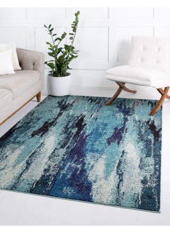 Buy Jardin Collection Colorful Vibrant Abstract Watercolor Area Rug 3' 3 X 5' 3 Rectangle Blue/Gray in UAE