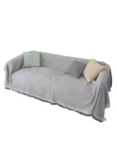 اشتري 3 in 1 Couch Cover,Weave Sofa Cover for 3 Cushion Couch,Sectional Couch Covers for Home or Workplace Weave Sofa Towel Cover Tablecloth Carpet Throw Blanket For Bed, Grey/White180x260cm في الامارات