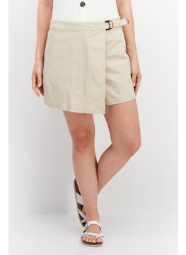 Buy Women Solid Mini Skort, Beige in UAE