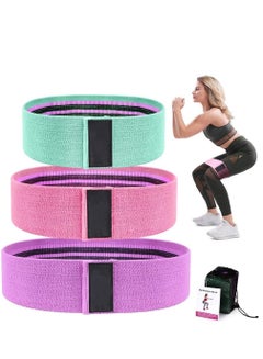 Buy Fabric Resistance Booty Loop Band, Non Slip Elastic Workout Exercise Hip Bands Cotton and Rubber Fabric Stretch (Set3) in UAE