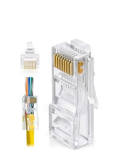 Buy Bolien RJ45 Connector Cat6 100 Pack RJ45 Pass Through Plug Ethernet Cable Crimp Gold Plated Network LAN Connector Crystal Unshielded Crimp Connector in UAE