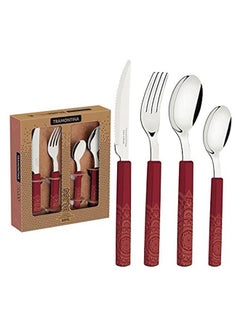 Buy Tramontina Cutlery Set 16 Pieces | Mandala Design Handle | Stainless Steel With Polypropylene Handle in UAE