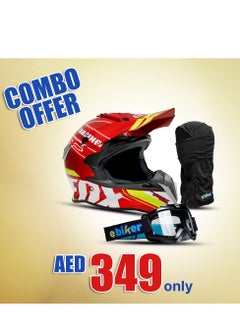 اشتري Combo Offer Motocross Helmet  with Goggle and Face Mask XL Size في الامارات