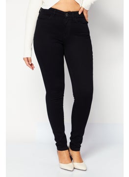 Buy Women Skinny Fit Solid Jeans, Black in UAE