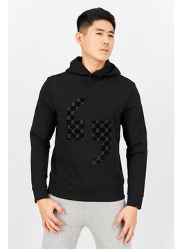 Buy Men Embroidered Long Sleeve Hoodies, Black in UAE