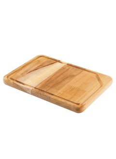 Buy 28x19cm Teak Wood Rectangular Barbecue Cutting and Serving Board with Natural Finish in UAE