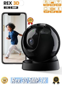 Buy Rex Wireless Indoor Camera HD Automatic Tracking Human Pet Camera 5MP Night Vision 3K 3D Resolution in Saudi Arabia