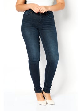 Buy Women Regular Fit Washed Denim Jeans, Blue in UAE